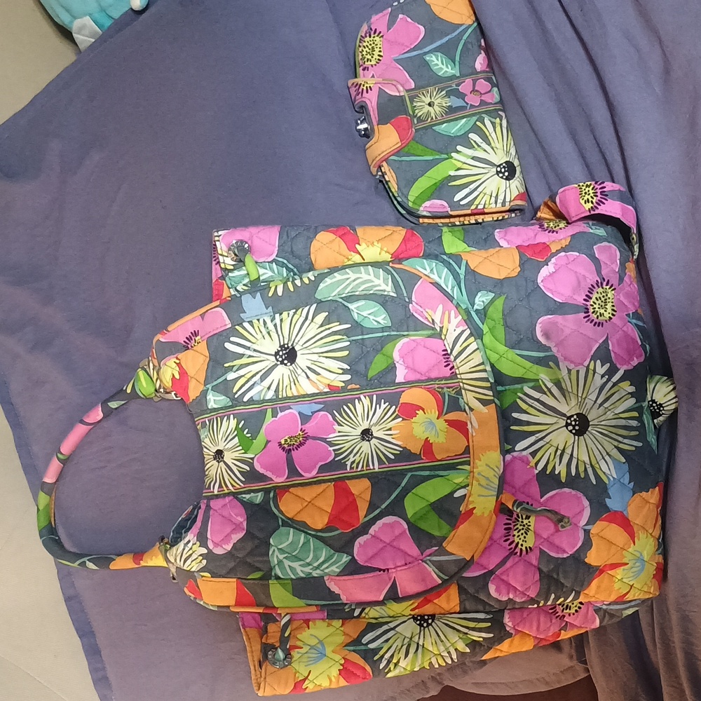 Vera Bradley Floral Patterned Backpack and Wallet Set.